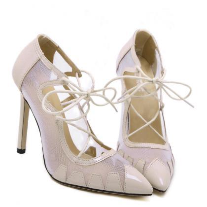 mesh lace heels