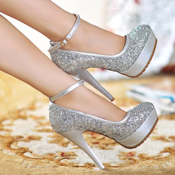 lace up glitter heels